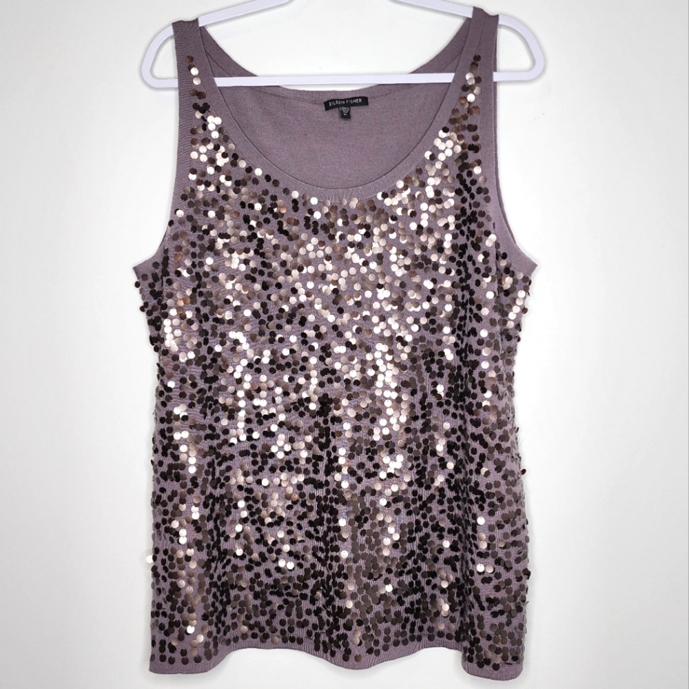 Eileen Fisher 100% Merino Wool Sequin Tank Top XL